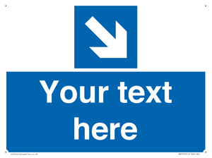 Custom Directional signage blue down right arrow 